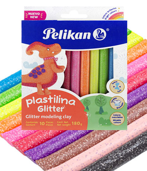 PLASTICINA PELIKAN 06700008 CON GLITTER 10 COLORES