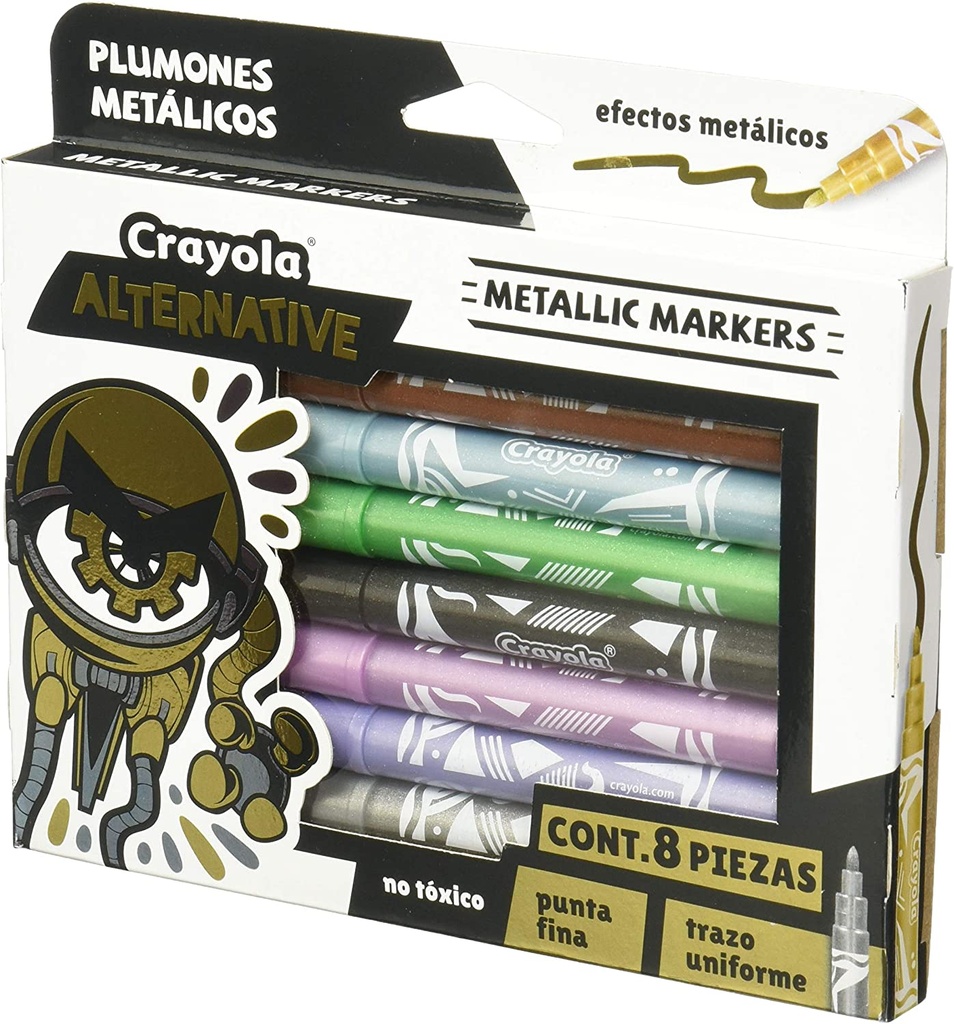 MARCADOR ALTERNATIVE METALLIC CRAYOLA 8 UNIDADES