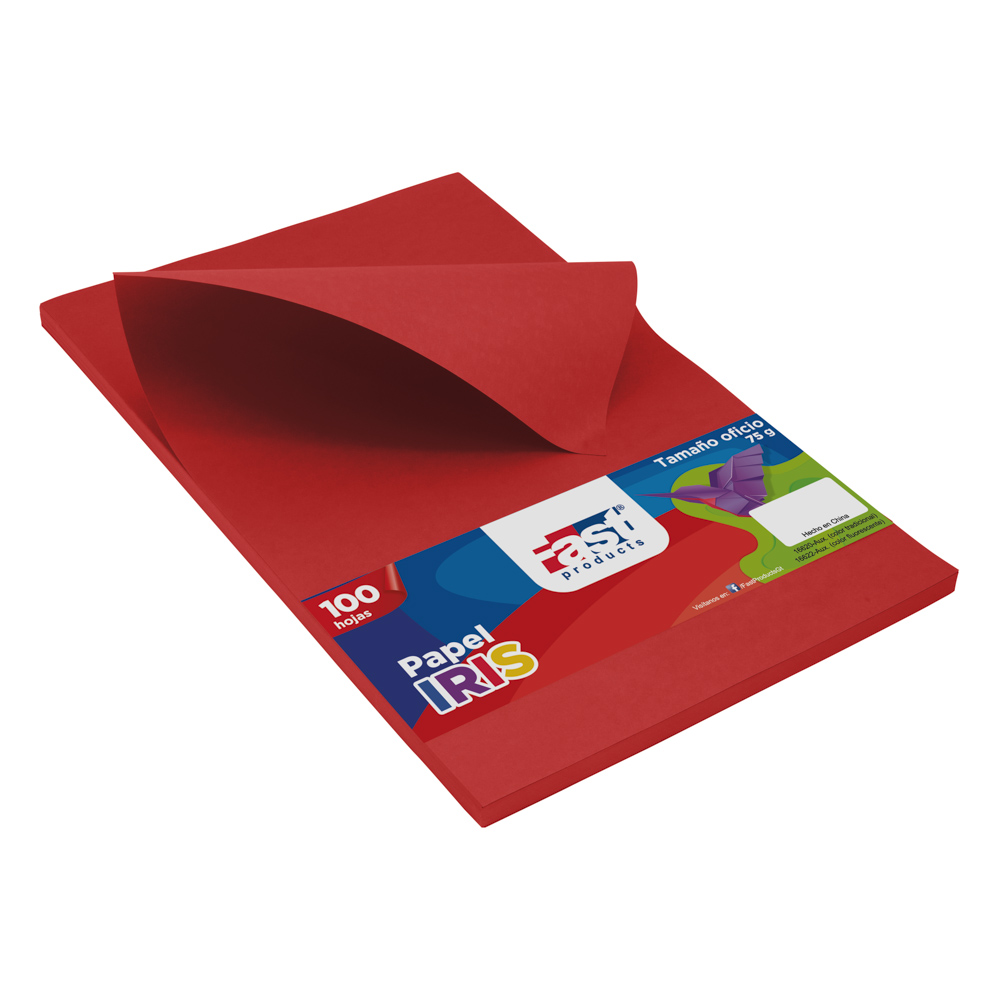 PAPEL IRIS FAST 75 GR. PX100 OFICIO ROJO