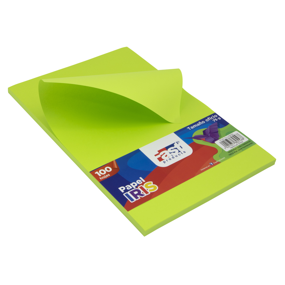 PAPEL IRIS FAST 75GR. PX100 OFICIO FLUORESCENTE VERDE