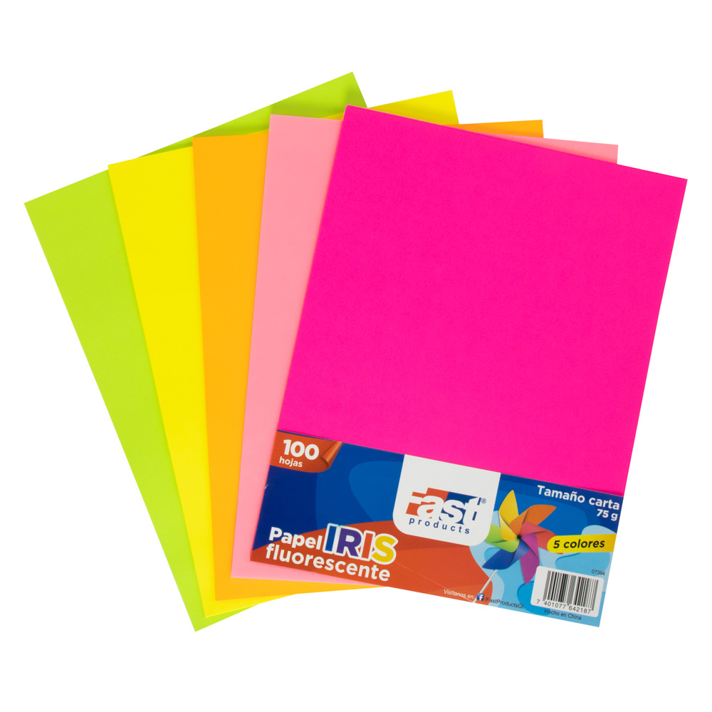 PAPEL IRIS FAST 75 GR. PX100 CARTA COLORES FLUORESCENTES