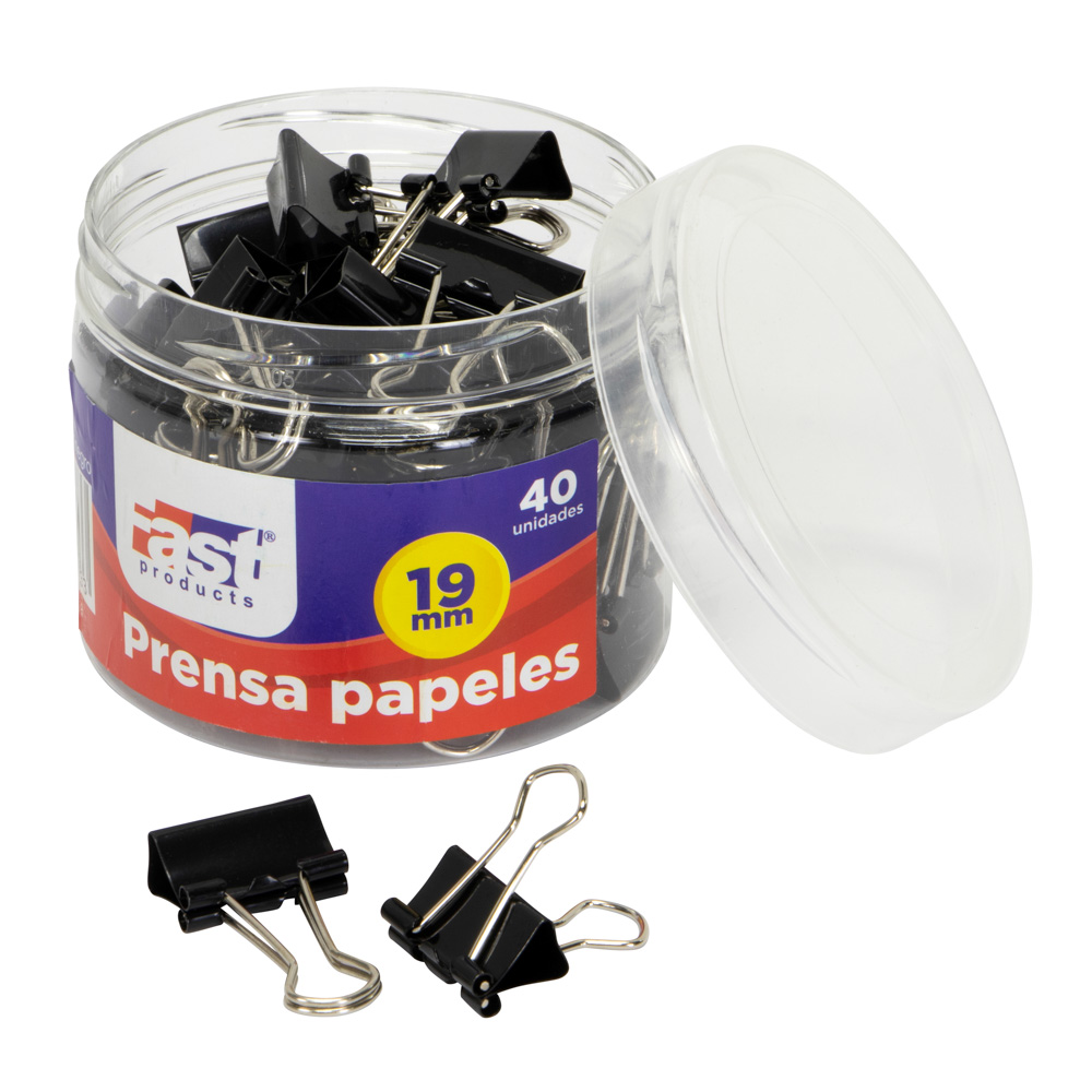 PRENSA PAPELES FAST 19MM CX40 NEGRO