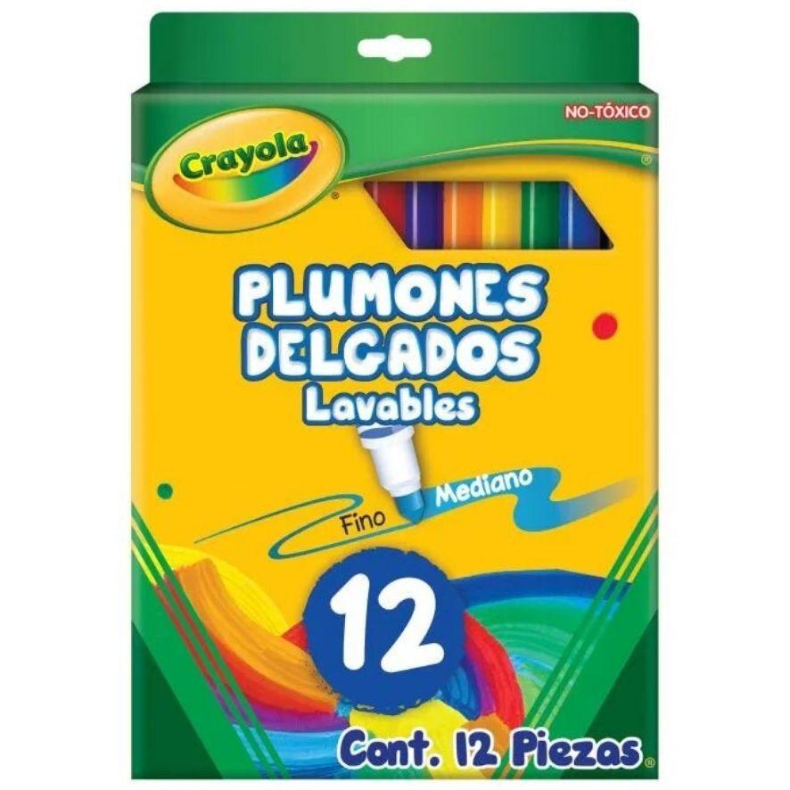 CRAYOLA MARCADOR LAVABLE SUPER TIPS DELGADOS 580912 12 COLORES BASICOS