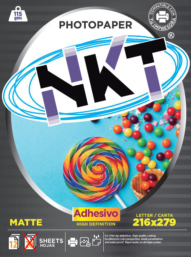 PAPEL ADHESIVO 115G/CRT MATTE 20H EN BOLSA NKT