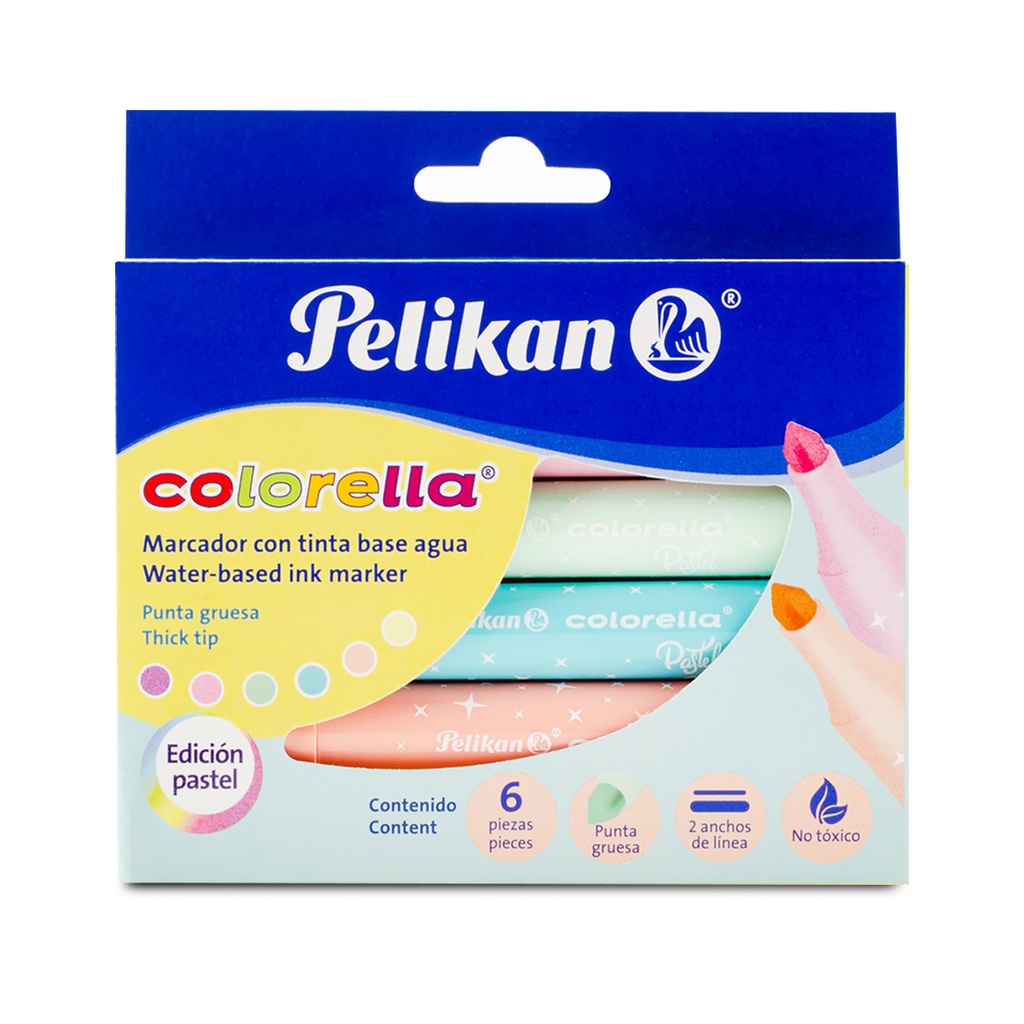 MARCADOR EN ESTUCHE PELIKAN 30111847 COLORELLA 6 COLORES PASTEL JUMBO 6 COLORES PASTEL