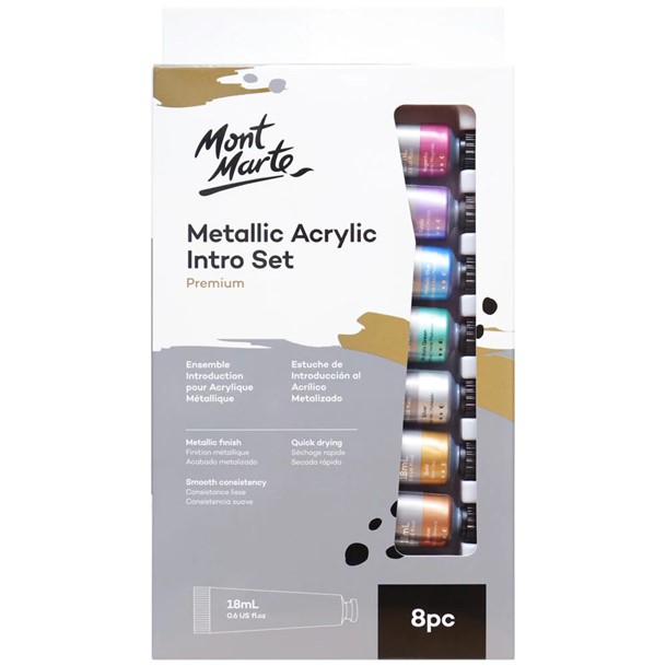 MONT MARTE PREMIUM PINTURA ACRILICA METAL 18 ML X 8COLORES