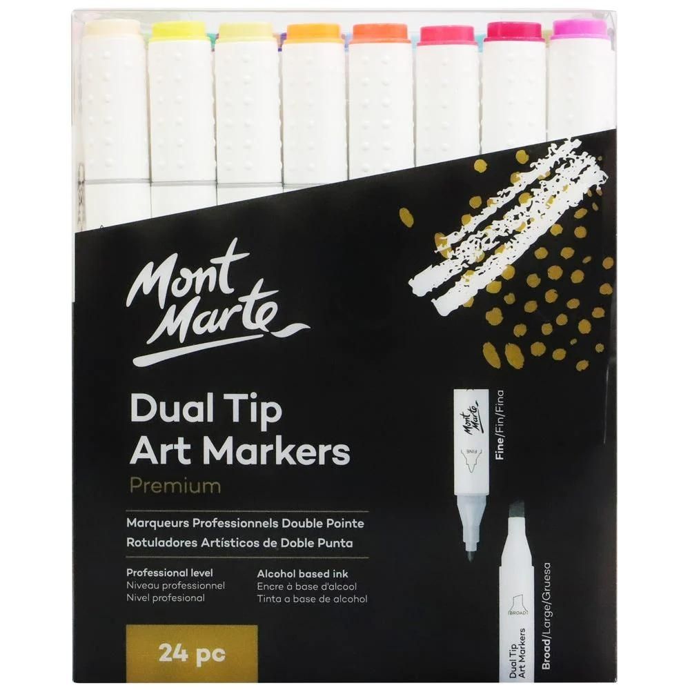 MONT MARTE PREMIUM ROTULADORES DOBLE PUNTA PARA ARTE 24 COL