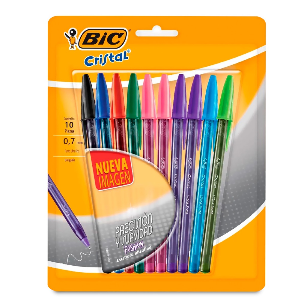 BOLIGRAFO BALL PEN BIC PRECISION Y SUAVIDAD FASHION P 0.7MM BX10 COLORES