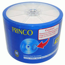 DVD-R IMPRIMIBLE MARCA PRINCO 16X 4.7 GB 120 MIN. TUBO PLASTICO 50 UNIDADES