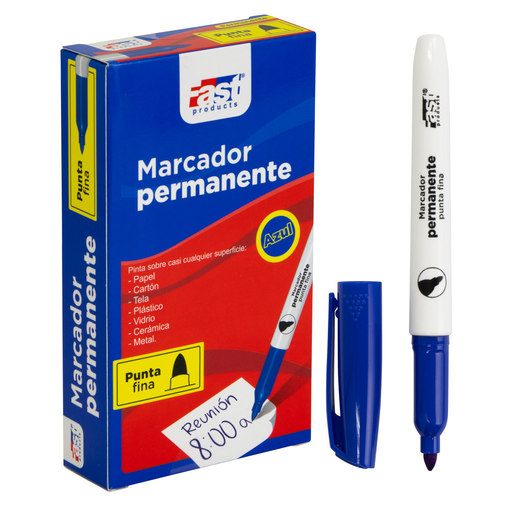 MARCADOR PERMANENTE FAST P/FINA AZUL