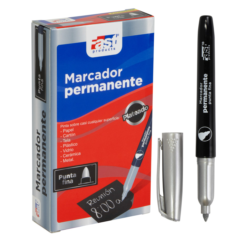 MARCADOR PERMANENTE FAST P/FINA PLATEADO