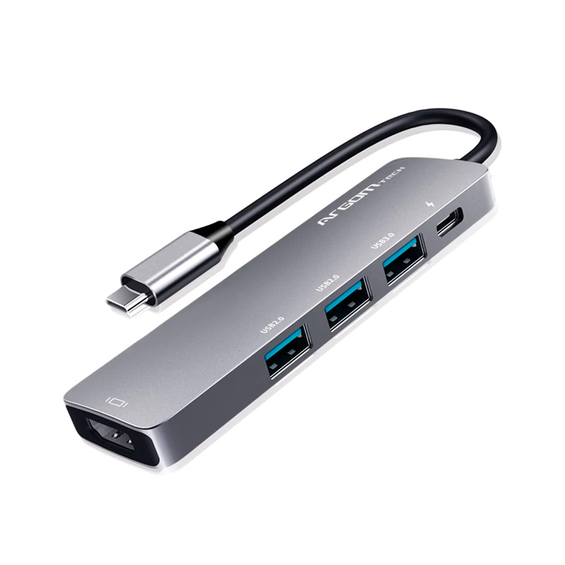 HUB ARGOM 5-en-1 PUERTOS ARG-UB-0185 AXESS USB-C PLATEADO