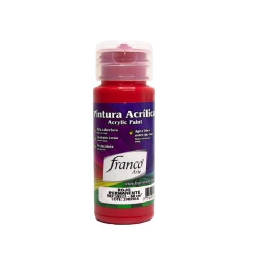 PINTURA ACRILICA 60 ML. 323 ROJO PERMANENTE FRANCO ARTE