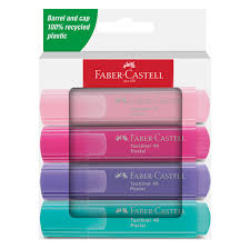 [17461] MARCADOR RESALTADOR FABER CASTELL 4 COLORES PASTEL
