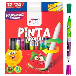 [15272] MARCADORES EN ESTUCHE FAST 12-24 COL. BICOLOR CON AROMA