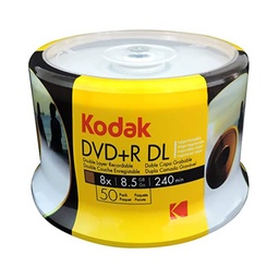 DVD+R DL IMPRIMIBLE KODAK 8X 8.5GB 240 MIN 50 UNIDADES