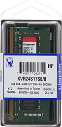 KVR 8GB 2400MHz DDR4 Non-ECC CL17 SODIMM 1Rx8