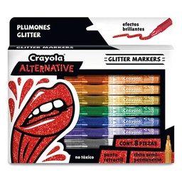 [CM588629] MARCADOR ALTERNATIVE GLITTER CRAYOLA 8 UNIDADES