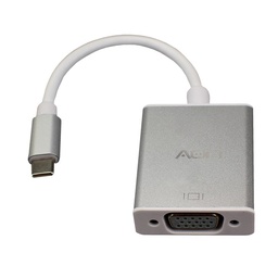 [AO-AD-1004] ADAPTADOR USB-C A VGA AON AO-AD-1004 MACHO-HEMBRA PLATEADO